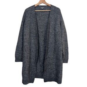 COS Wool Mohair Blend‎ Long Line Open Cardigan Sweater Charcoal Grey Oversize XS